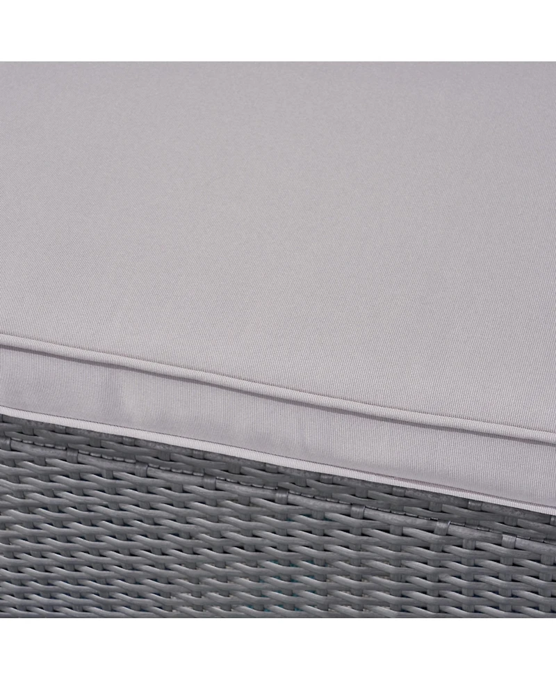 Simplie Fun Curved Armrest Wicker Sofa with Water-Resistant Cushions