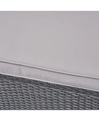 Simplie Fun Curved Armrest Wicker Sofa with Water-Resistant Cushions