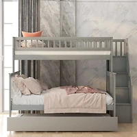 Streamdale Twin Over Full Bunk Bed With Trundle And Staircase