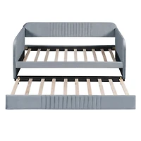 Streamdale Upholstered Daybed Sofa Bed Twin Size With Trundle Bed And Wood Slat