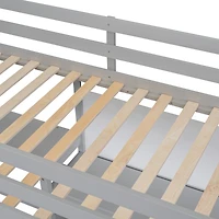 Streamdale Twin Size Wooden Loft Bed With Shelves, Desk And Writing Board