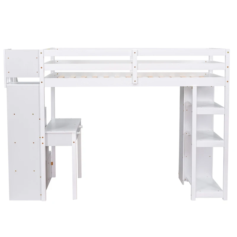 Streamdale Twin Loft Bed with Storage, Desk, and Stairs