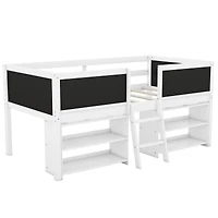 Streamdale Loft bed with shelves, ladder, guardrail chalkboard