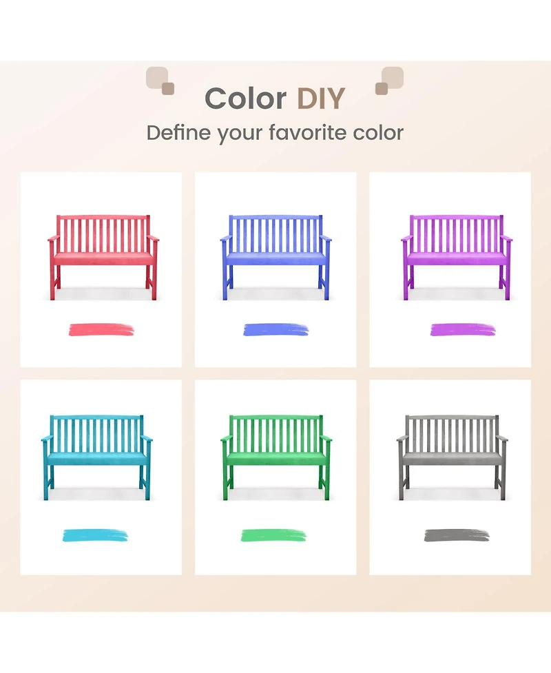 Slickblue 2-Seat Patio Wood Bench with Cozy Armrests and Backrest