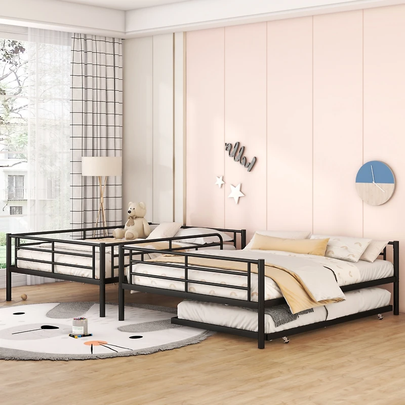 Streamdale Full Xl Over Queen Metal Bunk Bed With Trundle