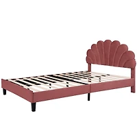 Streamdale Velvet Flower Platform Bed, Queen