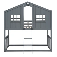 Streamdale Twin Over House Bunk Bed With Ladder, Wood