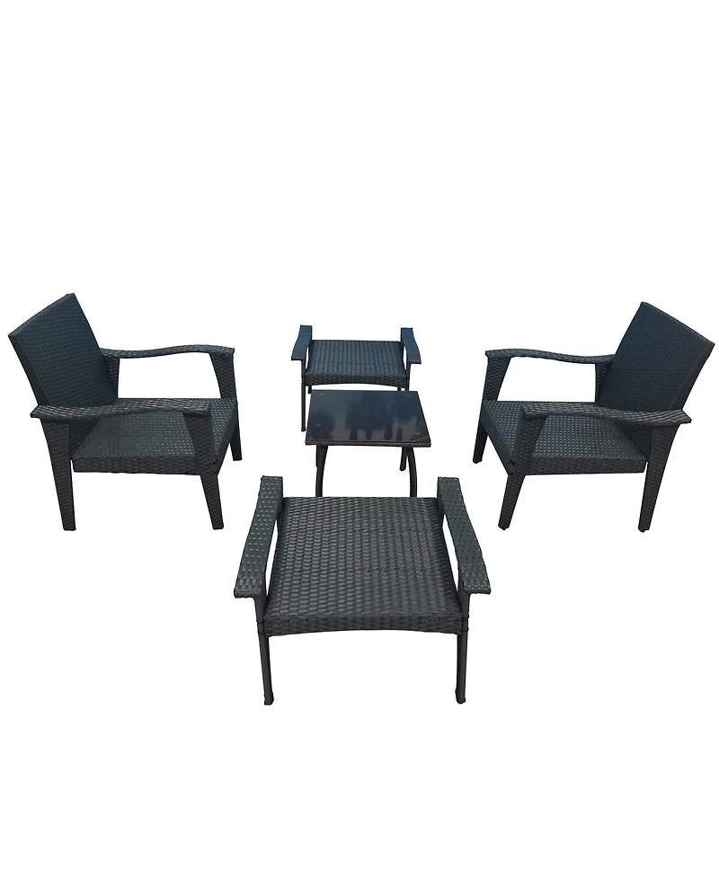 Simplie Fun Patio Furniture Outdoor Chair And Ottoman 5 Pieces Rattan Seating Group With Cushions