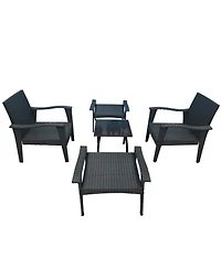 Simplie Fun Patio Furniture Outdoor Chair And Ottoman 5 Pieces Rattan Seating Group With Cushions