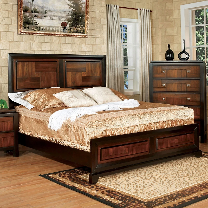 Streamdale Furniture Acacia Walnut Transitional Queen Bed