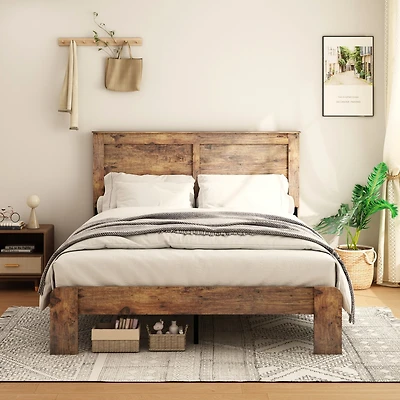 Streamdale Full Size Wood Platform Bed Frame - Noise Free, Easy Assembly, Dark Brown