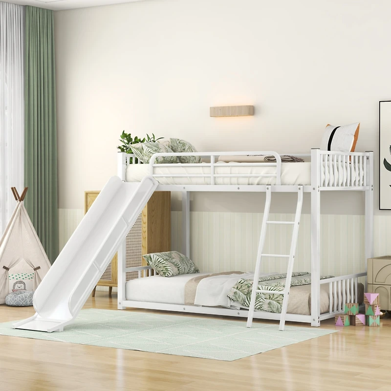 Streamdale Metal Bunk Bed With Slide, Twin Over