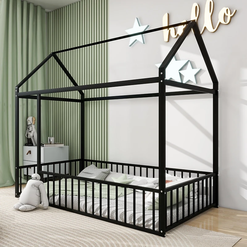 Streamdale Twin Metal Bed with Fence