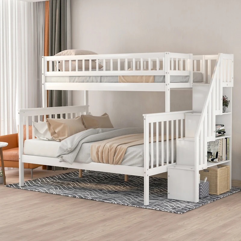 Streamdale Twin Over Full Stairway Bunk Bed With Storage