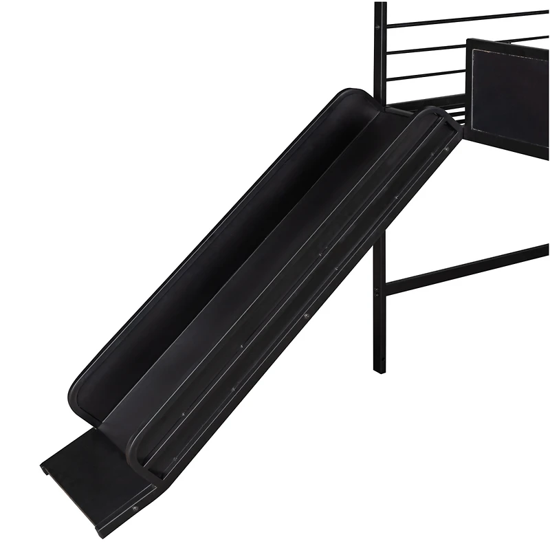 Streamdale Twin Loft Metal Bed with Slide and Writable Board