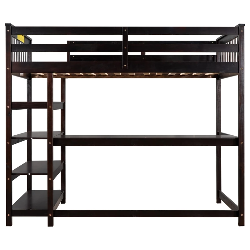 Streamdale Twin Loft Bed With Storage Shelves And Under-Bed Desk