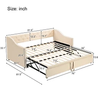 Streamdale Twin Upholstered daybed with Pop Up Trundle, Beige