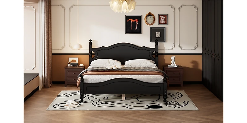 Streamdale Queen Retro Platform Bed with Slat Support