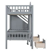 Streamdale Twin-Over-Twin Bunk Bed with Convertible Desk and Changer