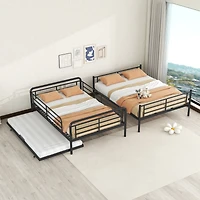 Streamdale Full Xl Over Queen Metal Bunk Bed With Twin Size Trundle