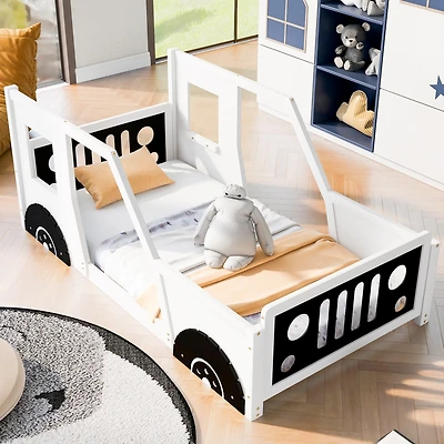 Streamdale Twin Classic Car-Shaped Platform Bed With Wheels