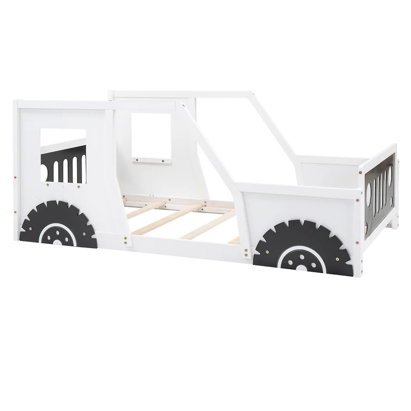 Streamdale Twin Classic Car-Shaped Platform Bed With Wheels