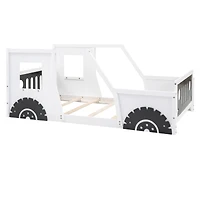 Streamdale Twin Classic Car-Shaped Platform Bed With Wheels