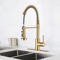 Streamdale Furniture Pull Down Sprayer Spring Kitchen Sink Faucet Brushed Gold