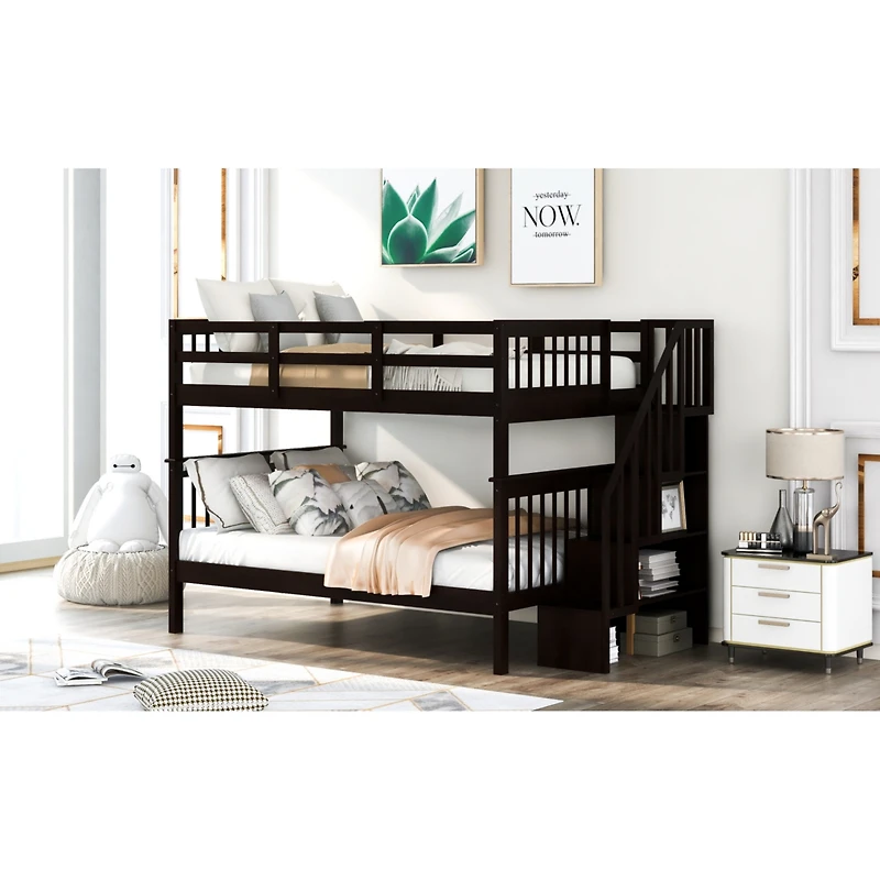 Streamdale Stairway Bunk Bed with Storage and Guardrail