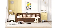 Streamdale Twin Size Wood Daybed With Trundle And Fence Guardrails