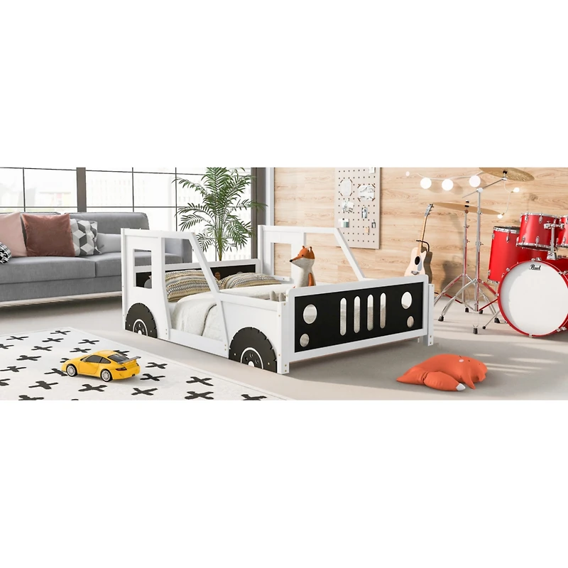 Streamdale Full Classic Car-Shaped Platform Bed With Wheels