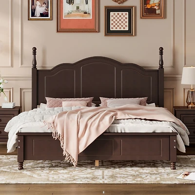 Streamdale Retro Style Queen Wood Bed Frame with Slat Support