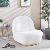 Simplie Fun Modern Velvet Swivel Accent Chair, Swivel Barrel Chair With Finish Stainless Steel Base