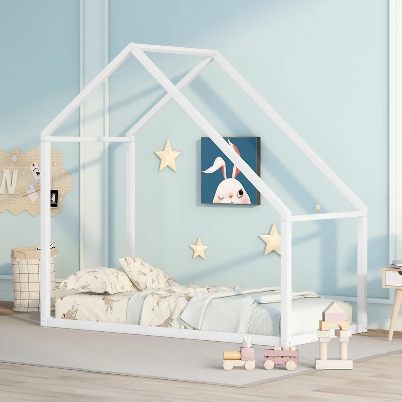 Streamdale Twin Size Metal House Bed Kids Bed