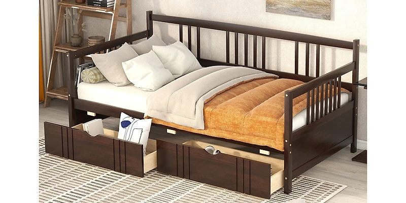 Streamdale Twin Daybed Wood Bed With Two Drawers