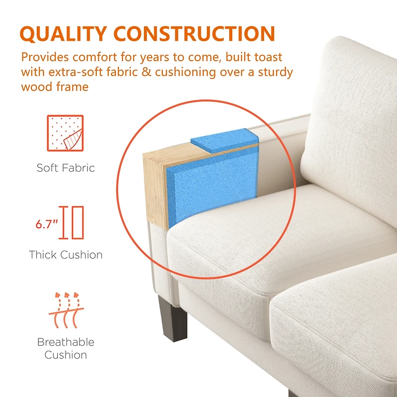 Streamdale Modern Living Room Furniture Loveseat In Fabric
