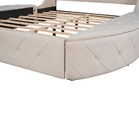 Streamdale Velvet Queen Storage Platform Bed with Wingback Headboard