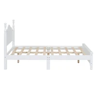 Streamdale White Retro Platform Bed with Wood Slats
