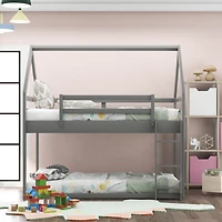 Streamdale Furniture Twin Over Low Bunk Bed, House Bed With Ladder