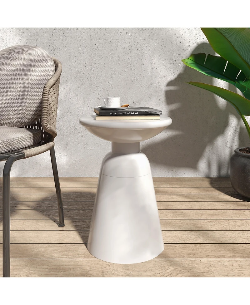 Streamdale Modern Outdoor End Table Stylish and Durable Circular Pedestal Design