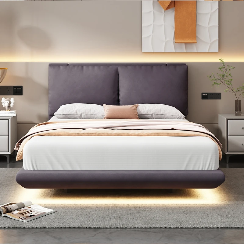 Streamdale Full Size Platform Bed with Sensor Light, Backrests, Usb Ports
