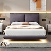 Streamdale Full Size Platform Bed with Sensor Light, Backrests, Usb Ports