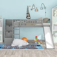 Streamdale Stairway Twin Loft Bed With Two Drawers And Slide