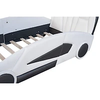 Streamdale Twin Race Car-Shaped Platform Bed With Wheels