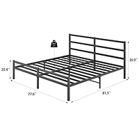 Streamdale Furniture Metal Platform Bed Frame With Headboard, Sturdy Metal Frame, No Box Spring Needed(King)