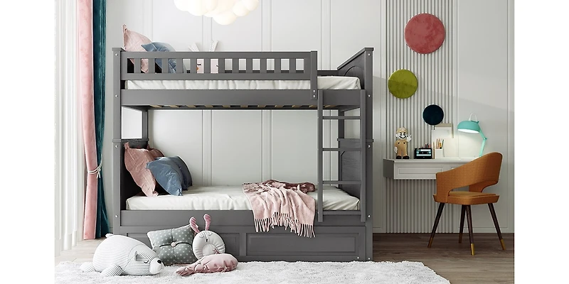 Streamdale Gold Full-Over-Full Bunk Bed with Twin Trundle