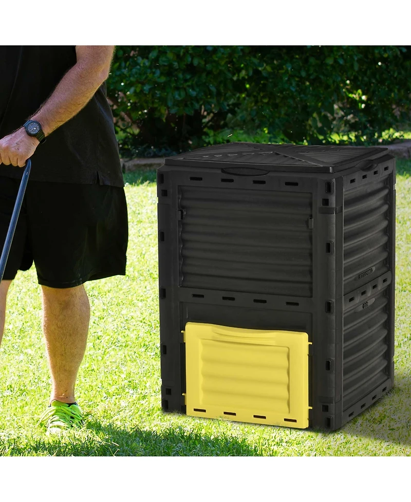 80 Gallon Outdoor Compost Bin with Enhanced Airflow and Easy Assembly
