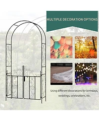 Elegant Metal Garden Arch with Gate for Gardening and Events