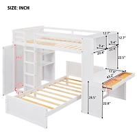 Streamdale Twin Loft Bed With A Stand-Alone Bed, Shelves, Desk, And Wardrobe