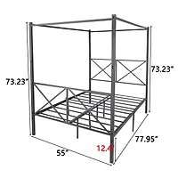 Simplie Fun Metal Canopy Bed Frame, Platform Bed Frame With X Shaped Frame Full